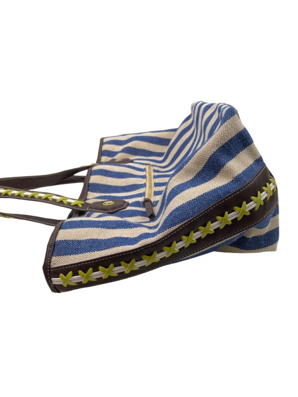 Big Buddha Shoulder Purse Tote Satchel Blue White Stripes - Picture 5 of 13